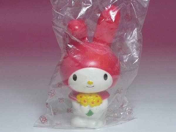 My Melody soft vinyl piggy bank, still in its original bag, photographed by the seller.